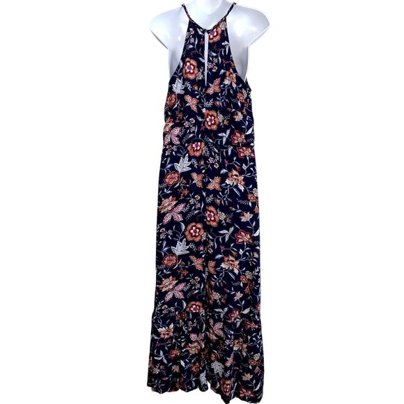 Old Navy Maxi Dress Women's Size Medium Blue Floral Ruffle Bottom * - Picture 7 of 9